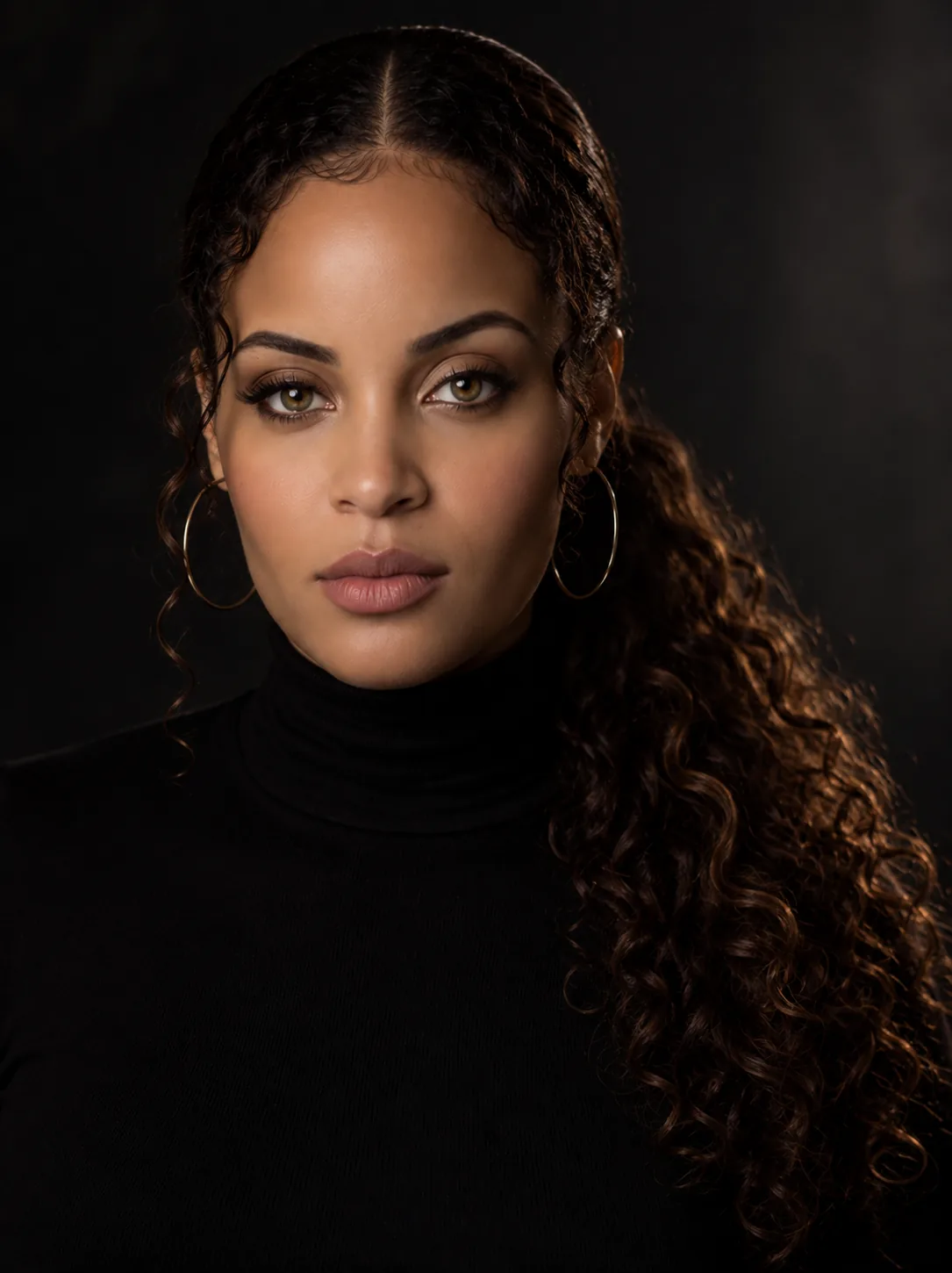 Claudia Quiana in a black turtleneck